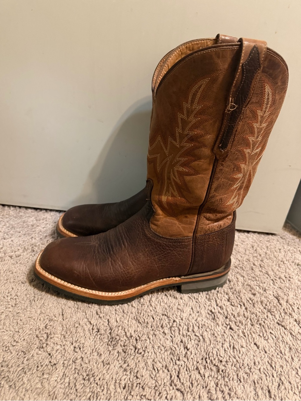 Lucchese Two-Tone Brown Leather Cowboy Boots